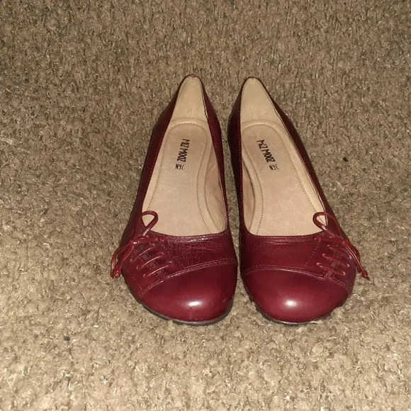 MIZ MOOZ NYC-Paula Mini Wedge-Burgundy Red Leather-Toe Stitches-Sz 6-Near Mint - Picture 3 of 7